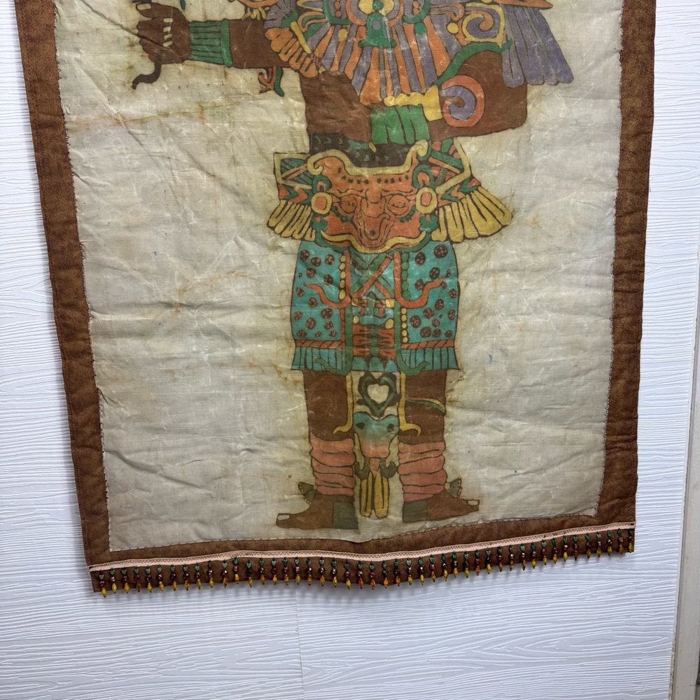 Mayan Warrior Tapestry Wall‎ Hanging  Beaded- Multicolor - Picture 3 of 13